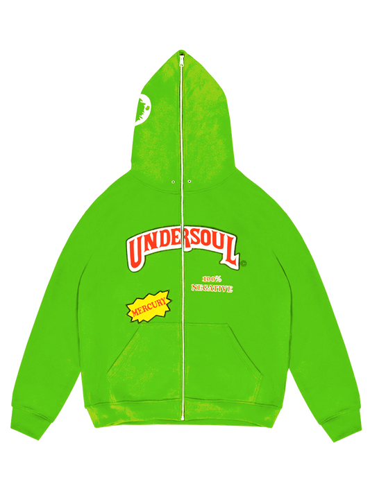 LIGHT GREEN «UNDERWOOD» FULL ZIP HOODIE