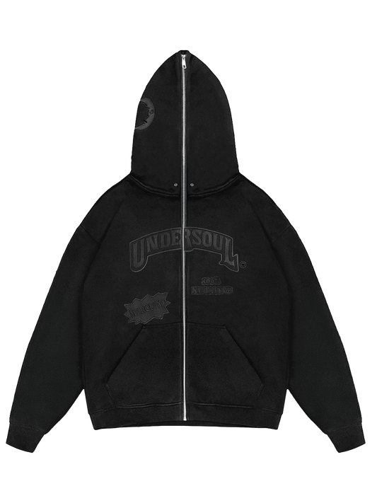 TOTAL BLACK UNDERWOOD FULL ZIP HOODIE