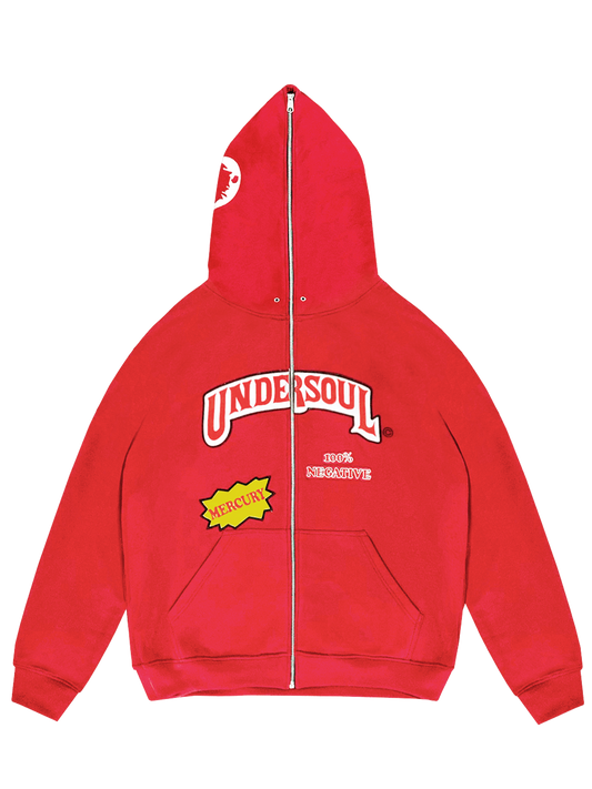 RED «UNDERWOOD» FULL ZIP HOODIE